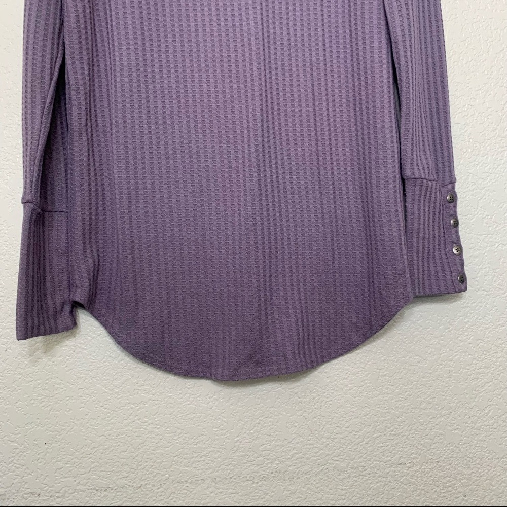 Chaser lavender waffle knit long sleeve thermal button cuff sleeve - Picture 8 of 11